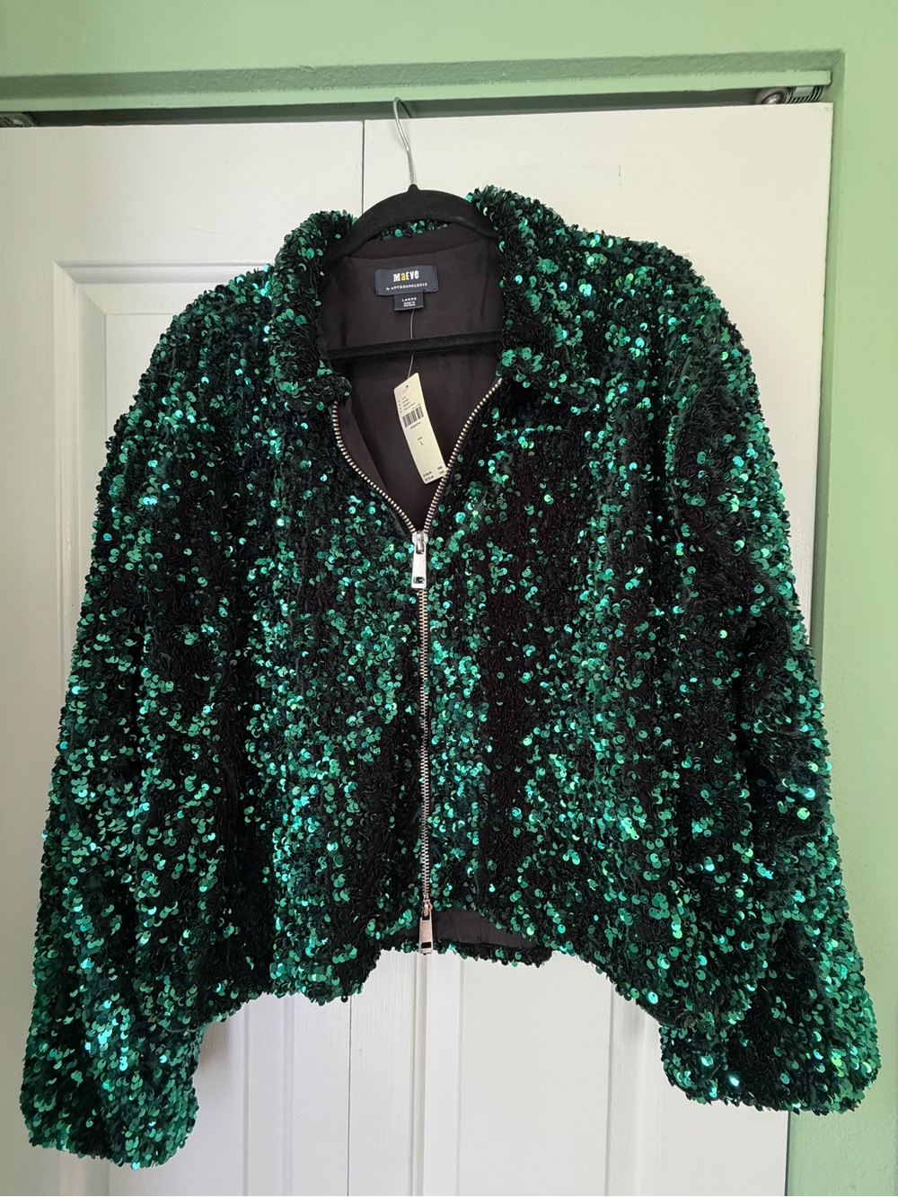 Anthropologie Maeve Green Sequim Bomber jacket - large NWT